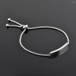 Bangle IJB5090 316L Stainless Steel Blank Bracelet Adjustable Rolo Chain Bracelets For Women Men