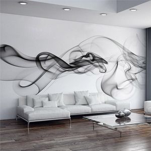 Wallpaper moderne 3D -Wand Wandmale Stoff Schwarz weiß Rauch Nebel Kunst Design Tapete für Wände Wohnzimmer Galerie Hintergrund Deckung