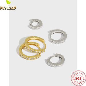 Hoop Earrings Sterling Silver Miniature Inlaid Zircon For Women Simple Style 18k Female Fashion Jewelry High Quality 2023 & Huggie