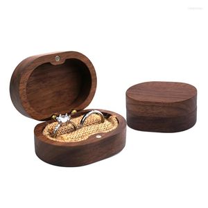 Sacchetti per gioielli Scatola per portagioielli in legno con doppio anello all'ingrosso Custodia per fidanzamento nuziale Custodia per bomboniere