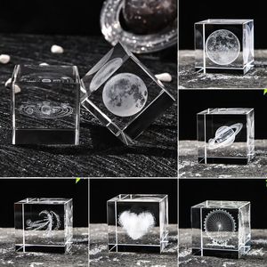 Decorative Figurines Objects & 80mm Bored Look At The Rain Clouds Raindrop Crystal Ornaments Cube Prism Moon Star Home Office Decor Birthday