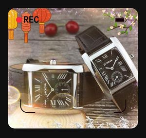 ICE-Out Bling Rectangle Shape Lovers Watch Women Men Hip Hop Tank Series Roman Dial Genuine Leather Belt Business Quartz Battery Super Wristwatch Montre De Luxe Gifts