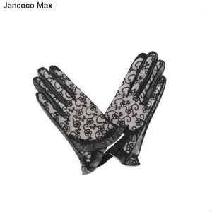 Five Fingers Gloves Jancoco Max 2023 Lace Touch Screen Women's Genuine Sheepskin Leather Mittens Spring Autumn Winter S2034