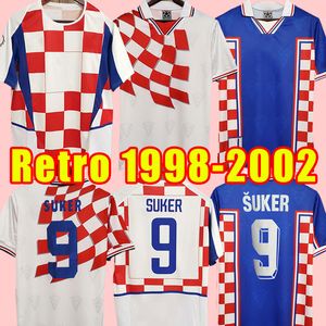 1998 2002 suker retro formaları Boban Hırvatistan Futbol Forması Vintage klasik prosinecki futbol gömlek Soldo Stimac Tudor Mato Bajic 98 02 Maillot de Foot