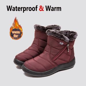 Boots Waterproof Down Cloth Snow Women Winter Thick Plush Ankle Warm Faux Fur Flat Shoes Casual Cotton Booties BotasBoots