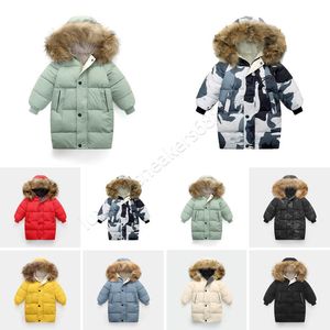 2022 Winter designer kids coat Down Jacket For Boys Real Raccoon Fur Thick Warm Baby Outerwear Coats 2-15 boys girls jackets Years Kid Fashion Teenage Parka