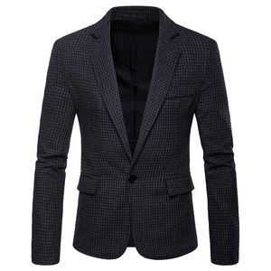 Мужские костюмы Blazers Mens High Grade Casual Business Grid Plaid One Button Blazer Jacket 2023