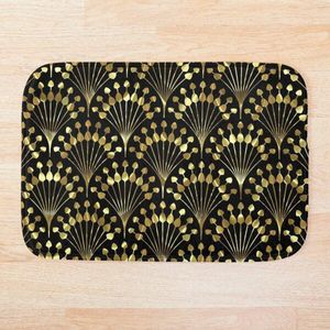 Bath Mats Gold On Black Art-deco Geometric Pattern Mat 3d Print Anti Slip Soft Washable Bathroom Mat1