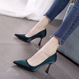Dress Shoes Pumps Fashion High Heels Women's Spring 2023 Style Fine Heel Sexy Korean Version Of Pointed Single Satin
