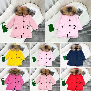 Winter Kids Down Casat Jacket Boy Girl Girl Outerwear Acestos Jaquetas de Capinho de Capuz de Capuzes Capuz Classic Wrap 5 Cores 100-150 Designer 100-160