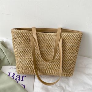 Storage Bags Summer Straw Bag Large Capacity Rattan Shoulder Woven Handmade Tote Seaside Beach Shopping BagStorage