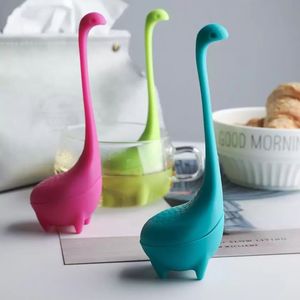 UPS Loch Ness Monster Tea Siler Infuser Silikon Söt tecknad te -sil Fda LFGB Standard Loose Leaf Filter Teaware Tool