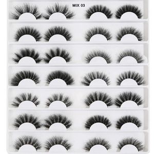 Falsche Wimpern, 14 Paare, gemischt, 10–25 mm, Nerz, flauschig, weiche Wimpern, dramatisches Make-up, wiederverwendbar, 3D-Auge