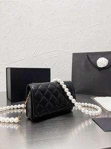 Perlenkette, Modedesigner-Tasche, Damen-Luxustasche, Handtasche, Umhängetasche, Clamshell-Design, klassisches Ringer-Muster, Clutch-Geldbörse