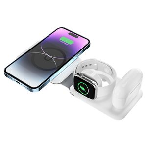 3 w 1 składana magnetyczna bezprzewodowa ładowarka Szybka stacja dokowania ładowania dla iPhone'a 14 13 12 Pro Max iWatch 8 7 SE Airpods Samsung Note20 Huaiwei Mate Smartfony