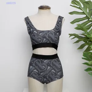 Women Intimates Swimsuit 2 -częściowy zestaw sportowy oddychający poliestrowy drukowane majtki bokserki kamizelka wielokolorowa kamizelka wielokolorowa dzielona bliźnia stroju kąpielowego z torbą