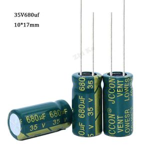 5pcs lot 35V 680UF 10*17 high frequency low impedance aluminum electrolytic capacitor 680uf 35v 20%