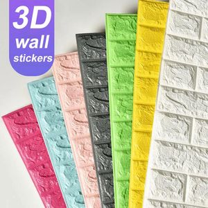 Tapety samoprzylepne tapeta 3D imitacja cegła ścieczna papier 5 kolorów anty-collision gąbki naklejki domowe