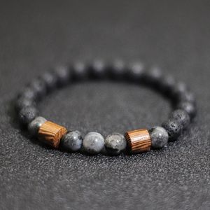 Charm Armband Man Armband Set Natural Wenge Volcanic Rock Stone Braclet för Hombre Camping