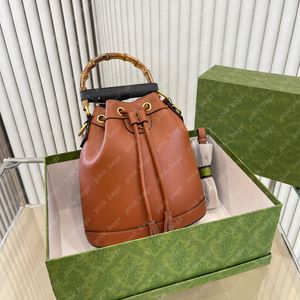 Designerskie torby kubełkowe damskie sznurka na ramion Bor na ramię gle torebka Diana kobieta torebka bambusowy górny uchwyt crossbody wiadra torebki sac portfel