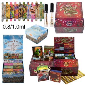 Gold Coast Clear Atomizers Smokers Club GCC Holiday Editions Vape Cartridges Packaging 0.8ml 1.0ml Ceramic Coil 510 Thread Carts Thick Oil Glass Tank