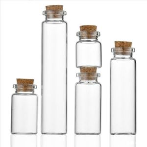 Packaging Bottles 10ml Small Test Tube with Cork Stopper Glass Spice Container Jars 24*50mm DIY Craft Transparent Straight Glass Bottle