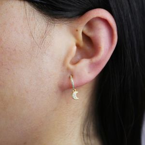 Dangle Earrings Wholesale Cute 925 Sterling Silver Crecent Moon Star For Women Ladu Grils Styles Real Wedding & Chandelier