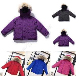 Expedição de designer infantil Jaqueta de inverno menino menina adolescente C08 C07 Jaquetas de roupas de roupa com crachá grossa de casacos para fora de casacos infantis parkas