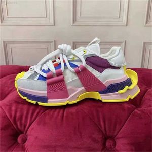 2023 Karışık malzeme Uzay Sneakers İlkbahar Sonbahar Düz Platform Baba Lüks Kadınlar Karışık Renkli Kalın Taban Patchwork Bağcıklı Tasarımcı Günlük Ayakkabılar