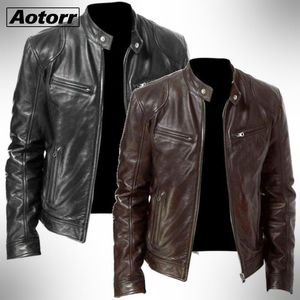 Men's Fur & Faux 2023 Mens Fashion Leather Jacket Slim Fit Stand Collar PU Male Anti-wind Motorcycle Lapel Diagonal Zipper Jackets Men 5XL