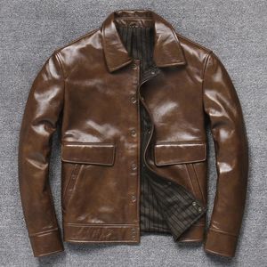 Herren-Lederimitat 2023 von The Men In Turn-Down Single Collar Breasted Korean-Style Pockets Of Vintage High Street Casual Jacket