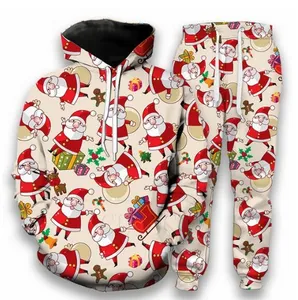 Testros masculinos Novo Holiday Santa Elf Funny Christmas 3D Moda de moda Plus Size S-7xl Harajuku