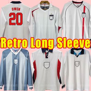 Long Sleeve Englands Retro Soccer Toildeys Gerseys Beckham Owen Gerrard Shearer Football Shirt 05 07 1994 1996 1998 2002 94 96 98 02 06 2006 2002