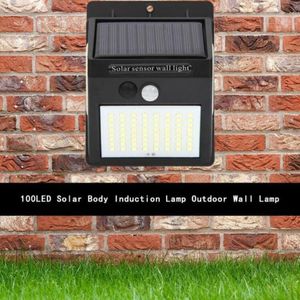 야외 벽 램프 100LED 파티오 차도 현관을위한 3면 조명 태양 광 발전 조명 센서 램프 조명 (64 18 18LED)