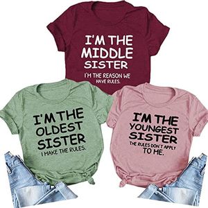 Damen-T-Shirts, lustig, ich bin die Schwester, die T-Shirts sagt, Frauen-Grafik-T-Shirts, Geschenk für Freunde, Kleidung