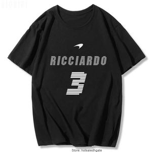 Camisetas masculinas Ricciardo 3 McLaren F1 Daniel Ricciardo T-shirt O-G-GELA MANAGEM CURTO MENOR DE VERMELHO NEGRO Tops Casual Casual Tamanho da UE Impressão