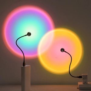 LED USB Night Light Sunset Lamp Projector Home Decor Portable Mood Light For Bedroom Living Room Wall Photography Neon Lights