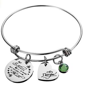 Charm-Armbänder „Not Sisters By Blood But Heart“-Geburtsstein-Armband, Freundschaftsgeschenke „Ich liebe dich“.