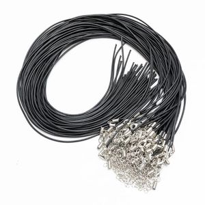 Kedjor grossist 1,5 mm svart läder rep vaxkedja halsband 45 cm hummer spänne diy smycken tillbehör 10 st/parti