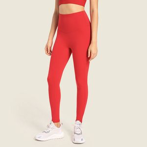 L352 PA66 Yarn Tyg Yoga Byxor Ingen T-Line High Rise Byxa Naken Sense Leggings Smörmjuka Löpartight Sweatpants Dambyxor