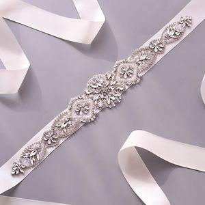 Bröllopssashes S433 Bridal Belt Women's Bride Rhinestone Prom Dress Pearl Accessories Evening Dresses Sash