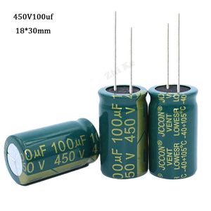 2PCS 450V100UF 18*30 100UF 450V Capacitor eletrolítico de alumínio 18*30mm para adaptador de energia de comutação