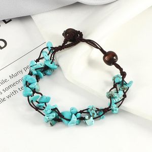 Strang Perlenstränge Natursteinperlen Armbänder Handgemachtes Kiesarmband Frauen Türkise Reiki Heilung Armreifen Fußkettchen Schmuck Adjusta