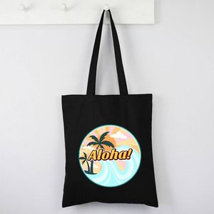 Сумки для покупок Aloha Canvas Bag Funny Beach Cartoon Corean Tote Pures и Eco Friendly Custom Printsping