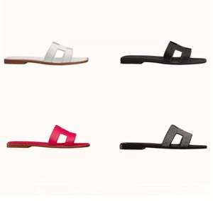 2023ss New White Luxury Designer Sliders Damsandaler Dam Slide Designers Skor Flip Flops i äkta läder Damtofflor med låda