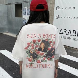 Pistolety Rose Print Plus Size Męskie T-shirty Punk Rock Band T Shirts Man Vintage Ogwarażona koszulka uliczna koszulka unisex młodzieżowe koszulki krótkie rękawy Wpmen City Boy Dress