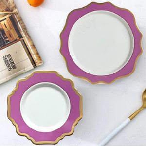 Легкие роскошные керамические тарелки El Desktop, блюдо для стейка в стиле вестерн, кружевная декоративная посуда для гостиной, десертная кухонная посуда