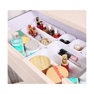 Caixas de armazenamento caixas 8pcs dividem o organizador da bilheteria de cozinha de cozinha de cozinha do banheiro de j￳ias de j￳ias de j￳ias de j￳ias da mesa de maquiagem Organizador Drop Dhldx