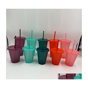 Tumblers 17 oz 24oz parıltılı plastik içme colorf fincan st şeker renkleri yeniden kullanılabilir soğuk içecekler flaş kahve bira kupaları 153 s2 damla deliv otfdo