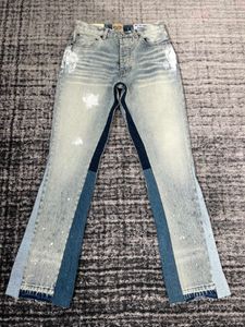 2023 Spring Mens nödställda rippade magra blå jeans ~ USA: s storlek 29-40 jeans ~ Slim Motorcykelmoto Biker kausal denim byxor hiphop jeans